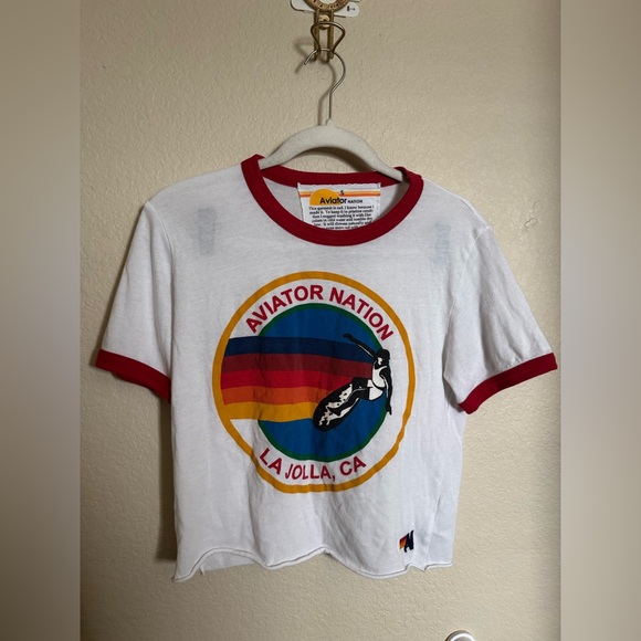 Aviator Nation Boyfriend Ringer Tee Sz Small - Picture 1 of 5